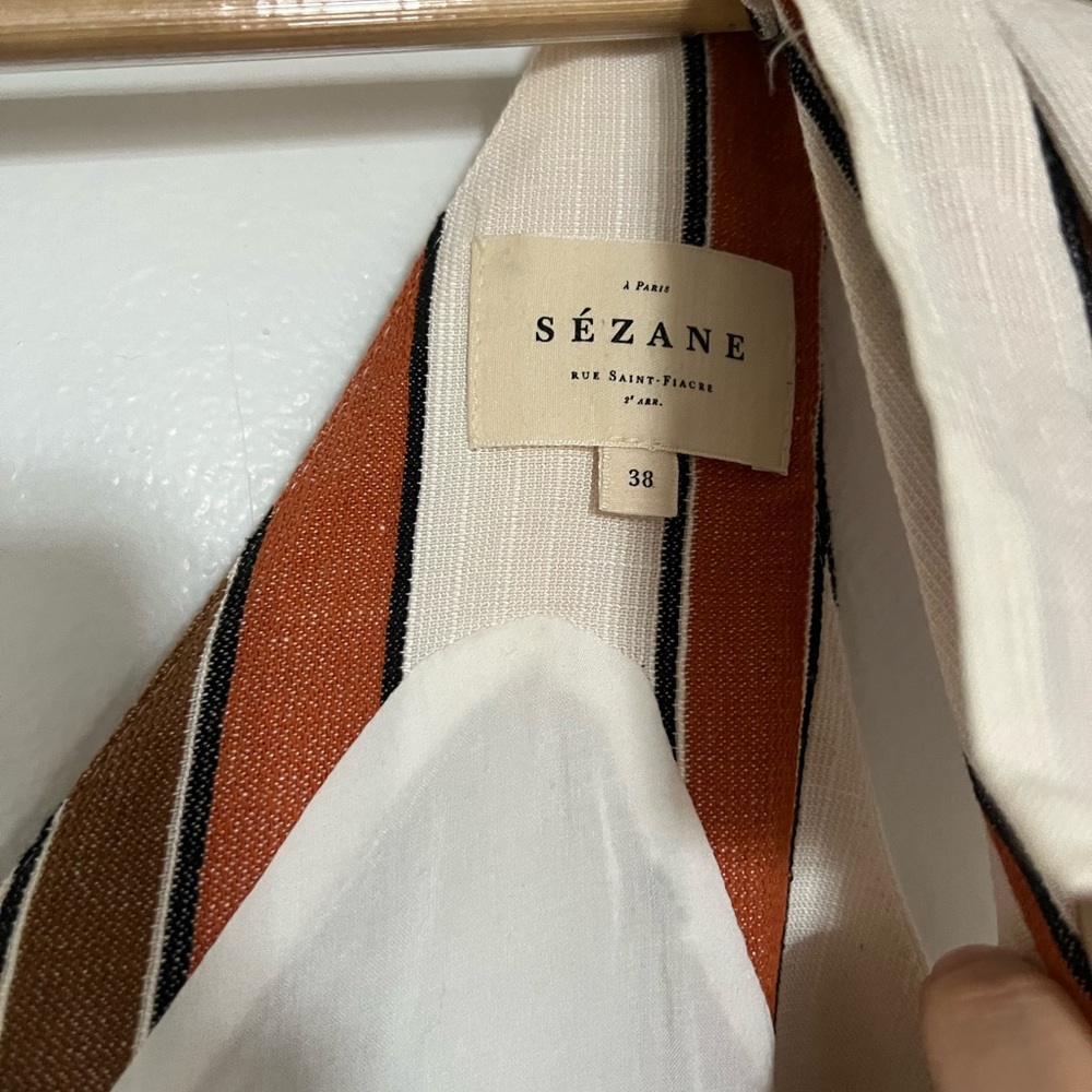 Sezane White and Rust-Striped Sleeveless Shift Dress - Picture 2 of 6